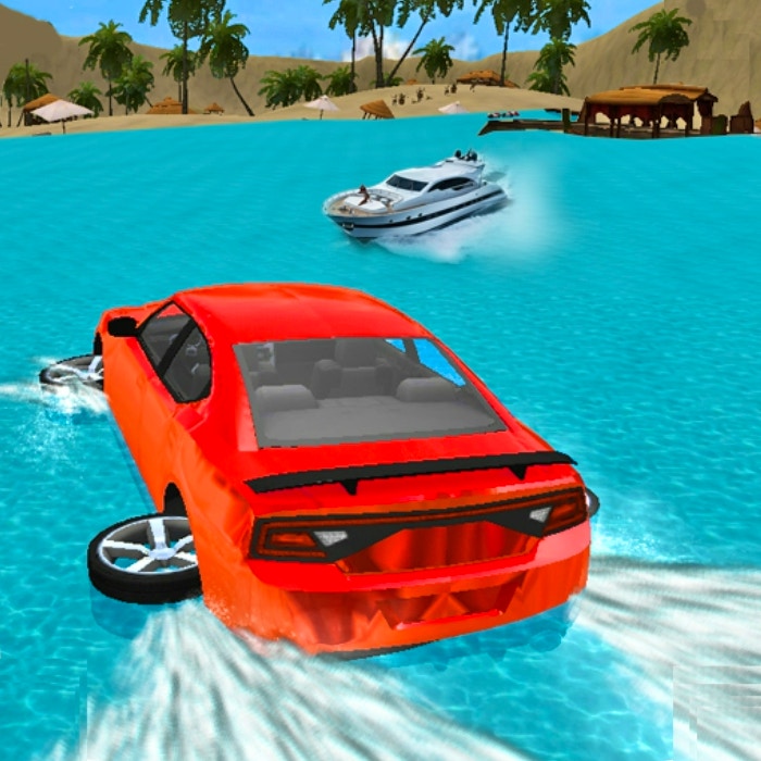 Water Slide Car Race - Water Surfing Stunts