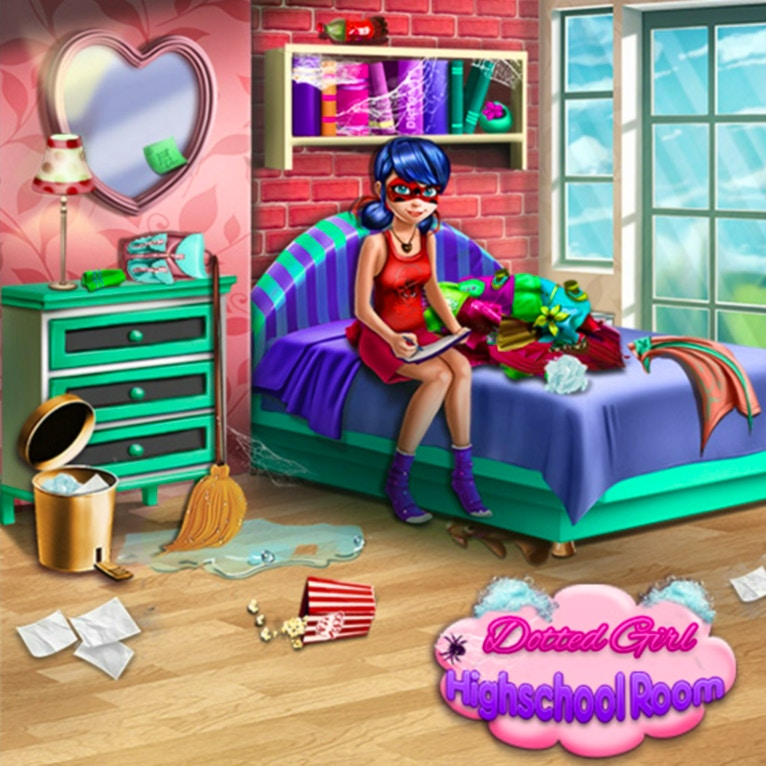 Dotted Girl Highschool Room