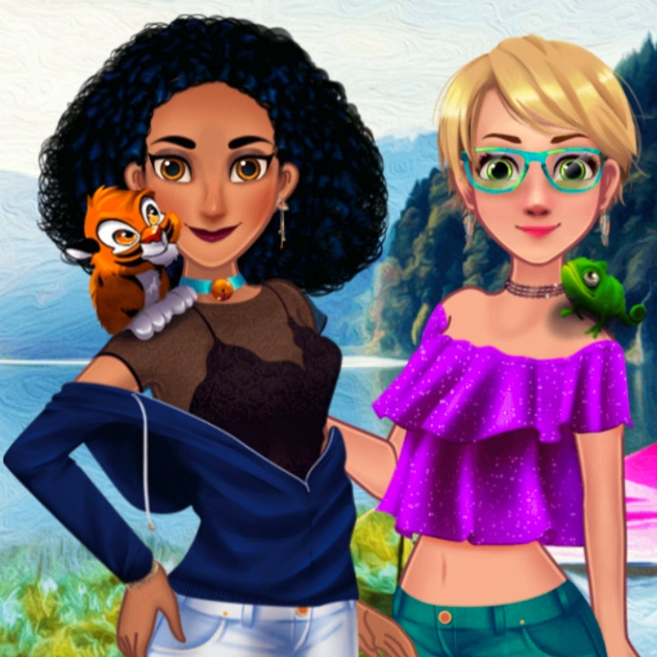 Jasmine and Rapunzel on Camping