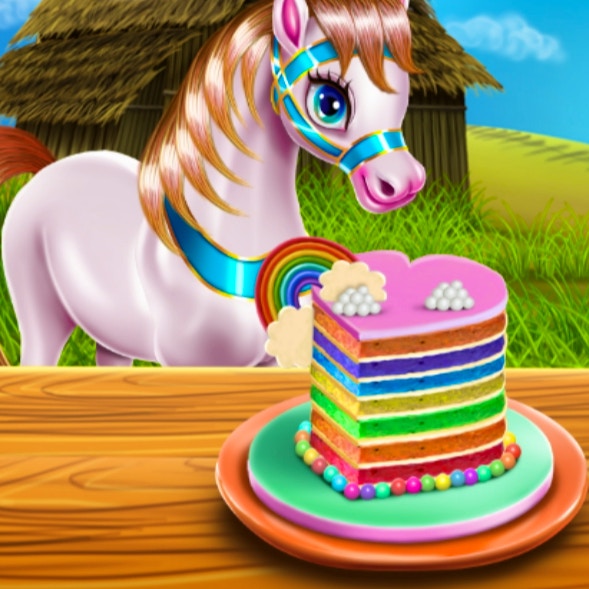 Pony Cooking Rainbow Cake