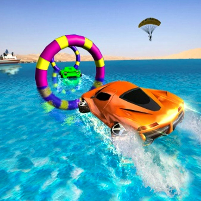 Floating Water Surfer Car Driving : Beach Racing